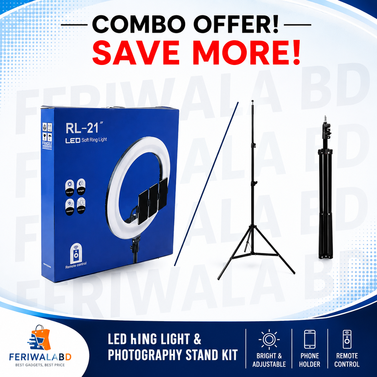 21 Inches RL Brand Ring Light with 6 Feet+ Stand