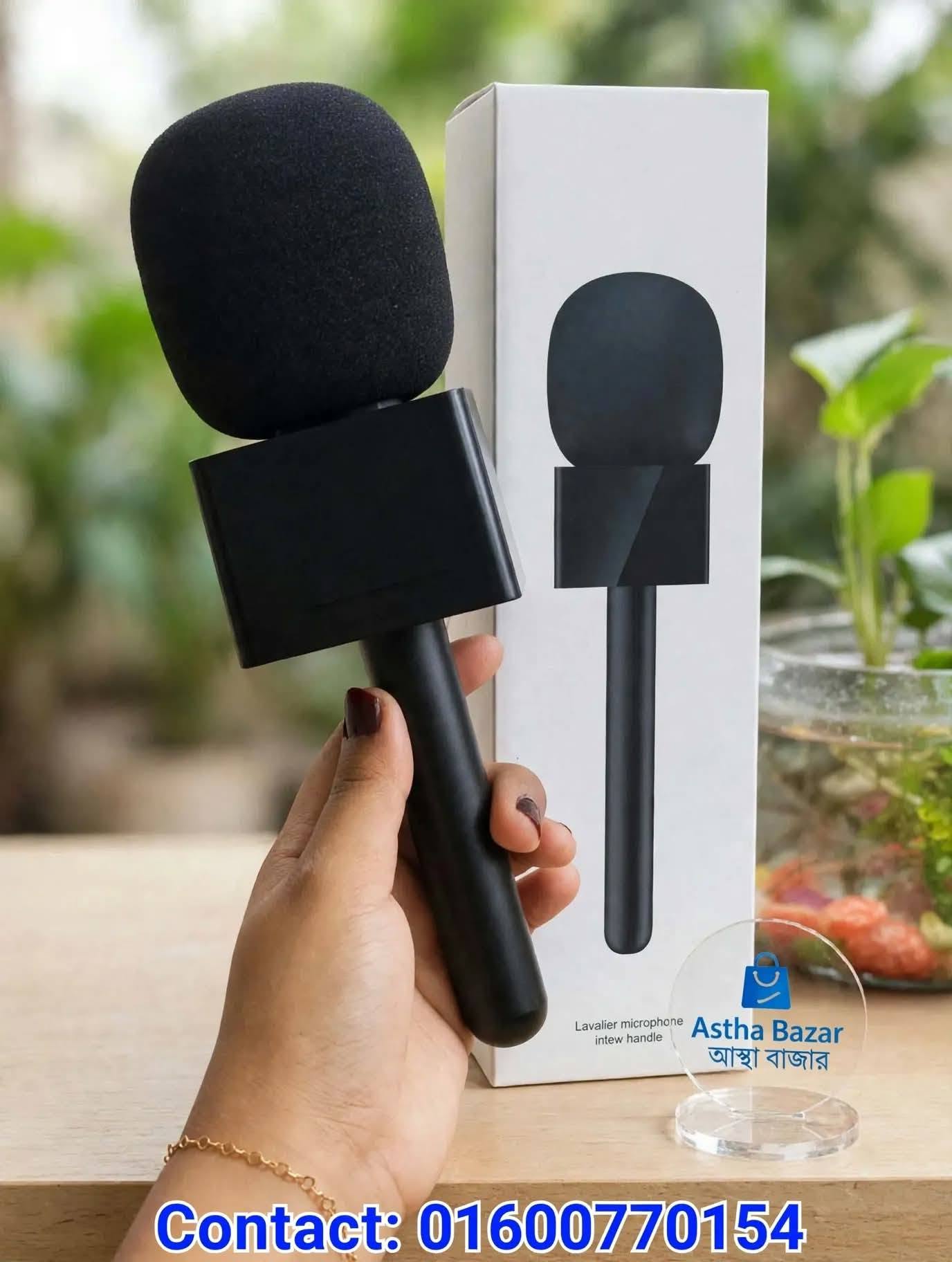 Interview Wireless Lavalier Microphone Handheld Adapter With Square Logo Box (Microphone Not Included)